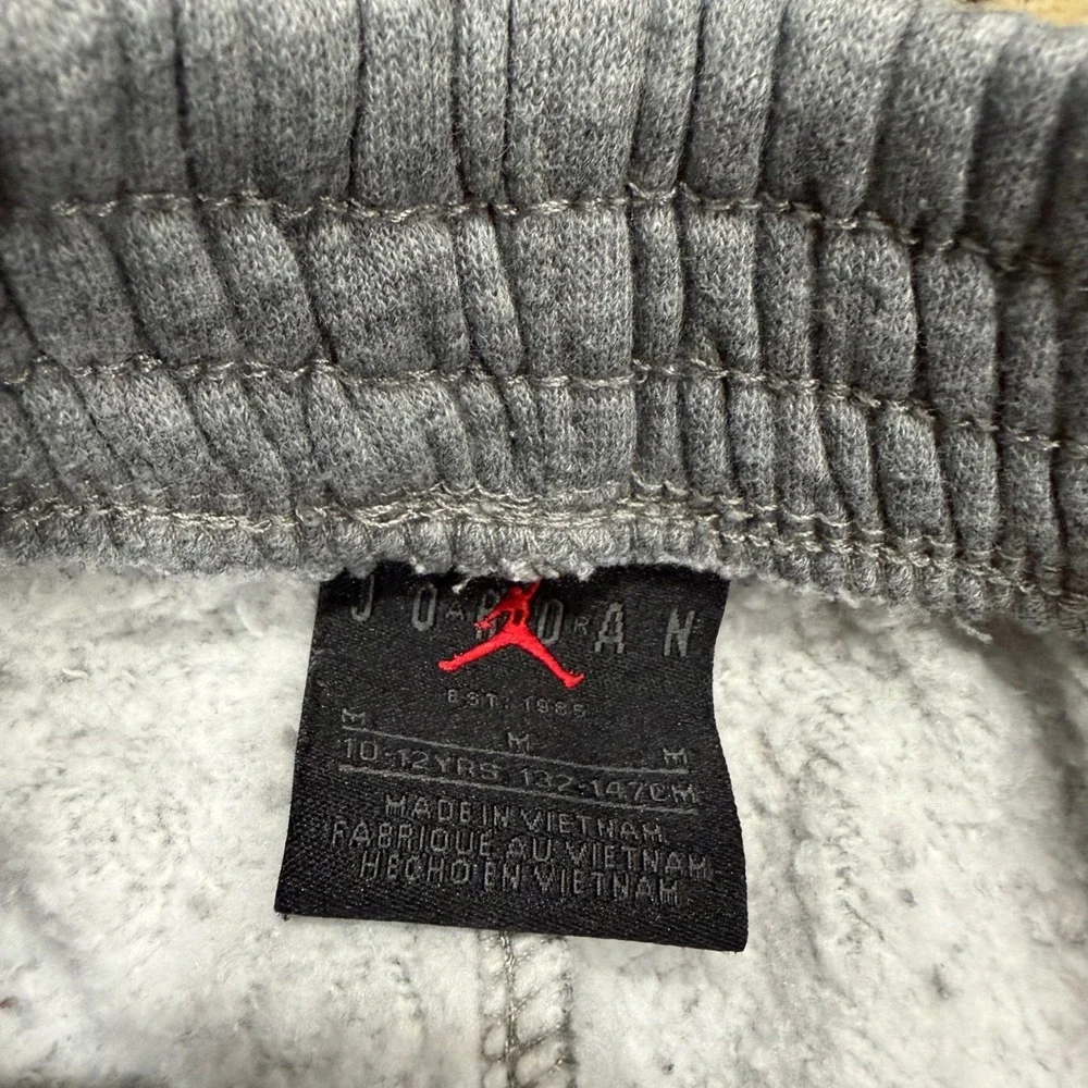 Jordan Boy Gray Fleece Cargo Sweatpants Jumpman Logo Joggers Size M 10-12Y